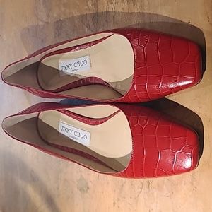 Jimmy Choo mirele Leather Croc Flat